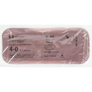 Covidien XC845 - SUTURE, CAPROSYN, 4/0, 18", UNDYED, DX-16, 12/BX