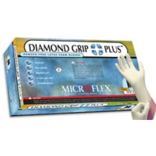 Microflex DGP-350-L - Glove Exam PF Latex Large Natural Color Diamond Grip Plus 100/Bx, 10 BX/CA