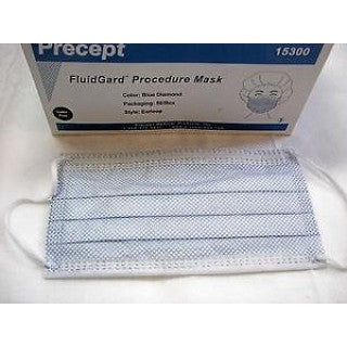 Precept Medical 15300 - Procedure Mask FluidGard Pleated Earloops One Size Fits Most Blue Diamond NonSterile ASTM Level-3, 500 Per/Cs