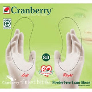 Cranberry USA 3425 - Glove Exam PF Nitrile Size 6.5 Cranberry Curve Fitted 100/Bx, 10 BX/CA