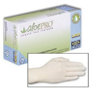 Dash Medical Gloves AP100SM - Glove Exam PF Latex Small/Medium Aloepro 100/Bx, 10 BX/CA