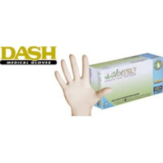 Dash Medical Gloves AP100S - Glove Exam PF Latex Small Aloepro 100/Bx, 10 BX/CA