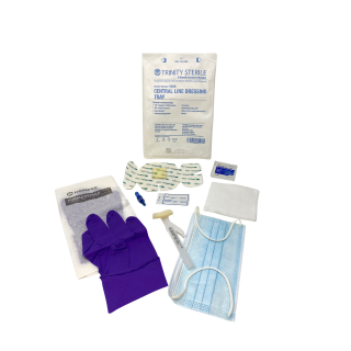 Trinity Sterile 85384 - CVC TRAY - Dressing Change Label, Tegaderm, Gauze, Alcohol Swabstick, Skin Swab, Chloraprep, Tape, Towel, Nitrile Glove, Mask, 30 Per/Cs