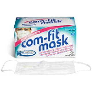 Sultan Healthcare 20346 - Mask Face Com-Fit Super Sensitive Earloop White 50/Bx, 10 BX/CA
