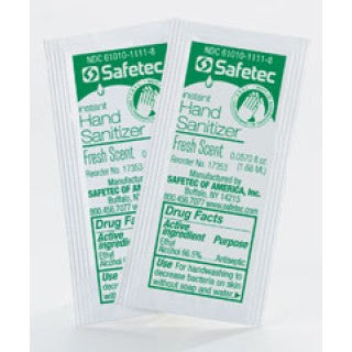 Safetec Of America 17353 - Sanitizer Hand Lq ABHC Inst 1.25g Fresh Clr Antispt Pch 100/Bx, 10 BX/CA