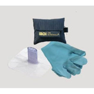 Medical Devices Intl 72-493 - Mask Protective CPR Microkey Pro w/ Gloves Pouch Teal Green Ea, 50 EA/CA