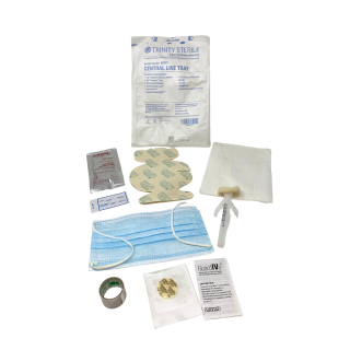 Trinity Sterile 85378 - CENTRAL LINE TRAY - Dressing Change Label, Tegaderm, Gauze, Tape, Chloraprep, Alcohol Swabstick, Skin Swab, Towel, Nitrile Glove, Mask, 30 Per/Cs