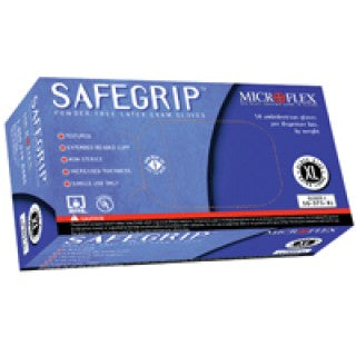 Microflex SG-375-L - Glove Exam PF Latex Large Blue SafeGrip 50/Bx, 10 BX/CA