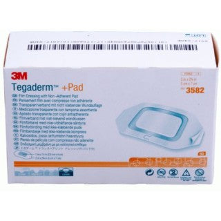 3M 3582 - DRESSING TEGADERM TRANSPARENT W/PAD 2X2.75 50/BX 4BX/C