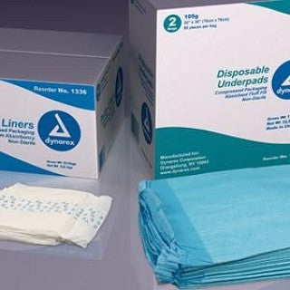 Dynarex 1346 - Underpad 60 Gram Fluff 23x36" High Absorbency Blue 50x3/Ca