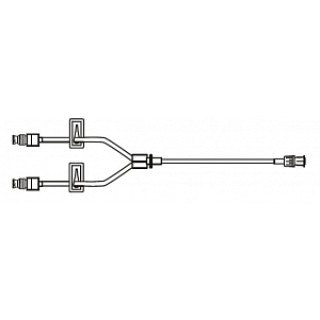 Alaris Medical 20019E - SmartSite extension set pressure rated smallbore bifuse, 2 SmartSite needle-free connector(s), 2 slide clamp(s), spin male luer lock, 100/CS