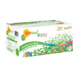EcoBee BE2510 - BeeSure Vibe Earloop, ASTM Level-3 Face Mask, 4-Ply Green 50/Bx