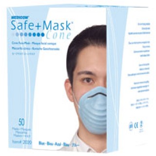 Medicom 2020 - Safe+Mask Cone Mask Blue 50/BX 12Bx/CS