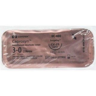 Covidien UC404 - SUTURE, CAPROSYN, 3/0, UNDYED, 30", CV-25, 36/BX