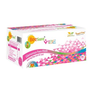 EcoBee BE2530 - BeeSure Vibe Earloop Face Mask, 4-Ply, ASTM Level-3 Pink 50/Bx