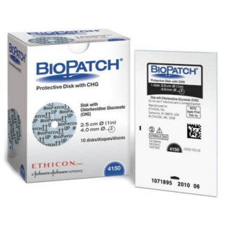 Ethicon 4150 - Disk BioPatch Protective w/CHG 1" 4mm 10/BX, 4 BX/CS