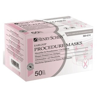 Henry Schein 9004210 - Earloop Face Mask ASTM Level 1 Pink Ribbon 50/Bx