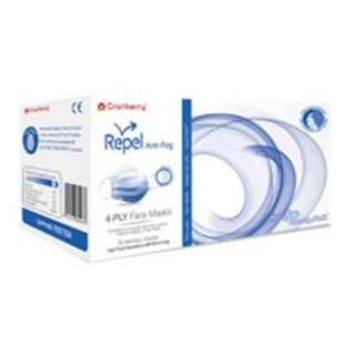 Cranberry USA R2970SA - Repel Earloop Face Mask Anti-Fog, 4-Ply, ASTM Level-3 Sapphire 50/Bx