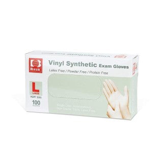 Basic Medical Industries VGPF-3003 - Vinyl Medical Exam Gloves, Latex-Free & Powder-Free, Large 100 Per/Bx